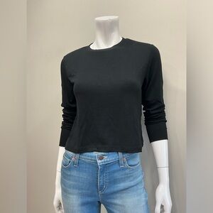 LNA Dalston Heavy Stretch Classic Black Long Sleeve Ribbed Knit Top Small